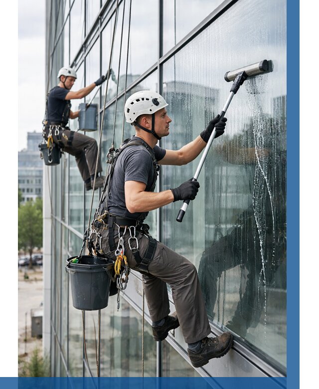 Мойка витражей альпинистами в Малоярославце от 724 р. под ключ|ВЫСОТНИК-Млр