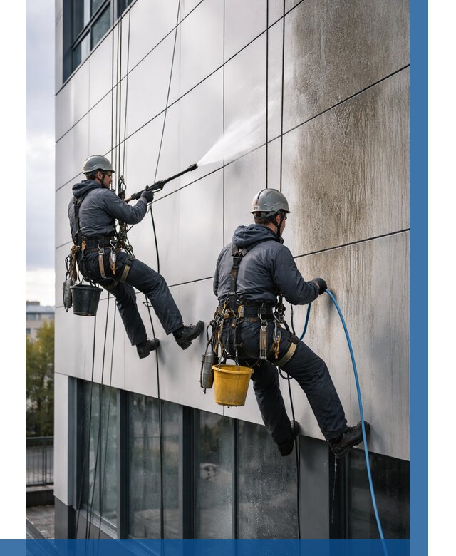 Мойка фасада из композита в Малоярославце по цене от 310 р. | ВЫСОТНИК-Млр