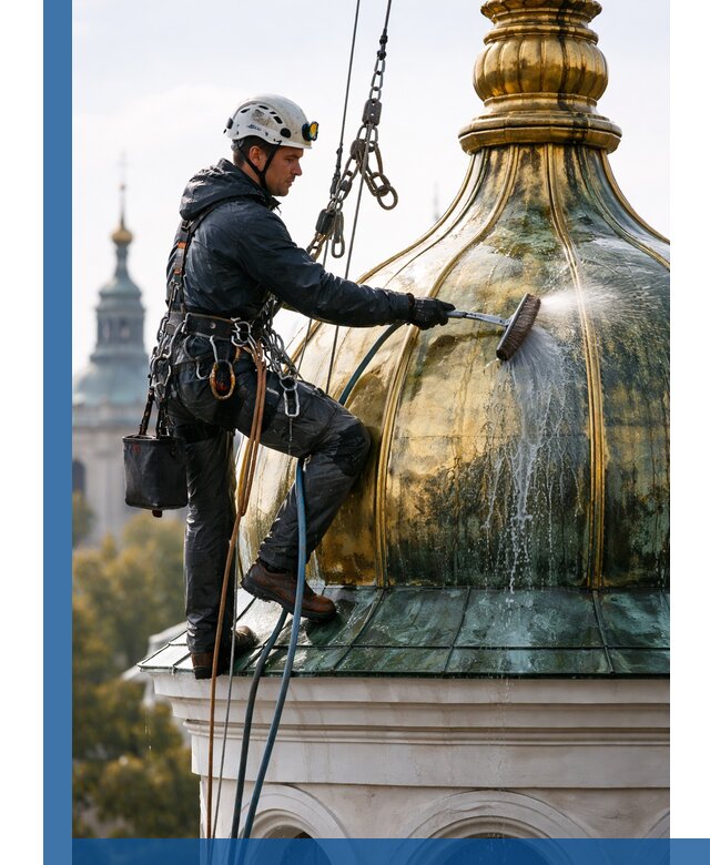 Профессиональная мойка куполов и шпилей высотными альпинистами в Малоярославце