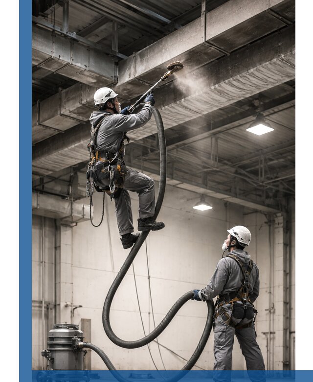 Обеспыливание потолочных конструкций в Малоярославце промышленным альпинизмом