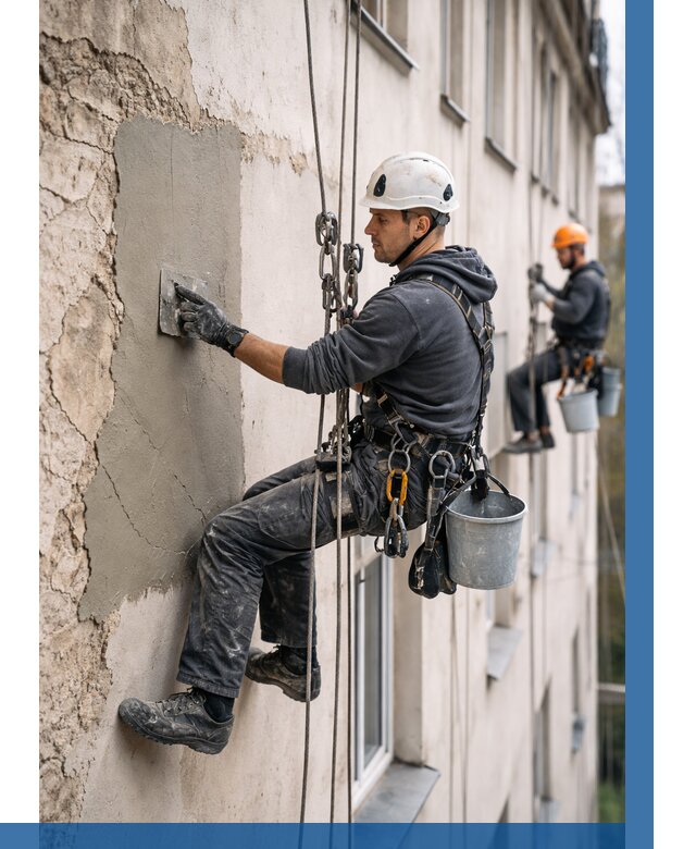 Восстановление штукатурки фасада в Малоярославце от 1241 р. | ВЫСОТНИК-Млр