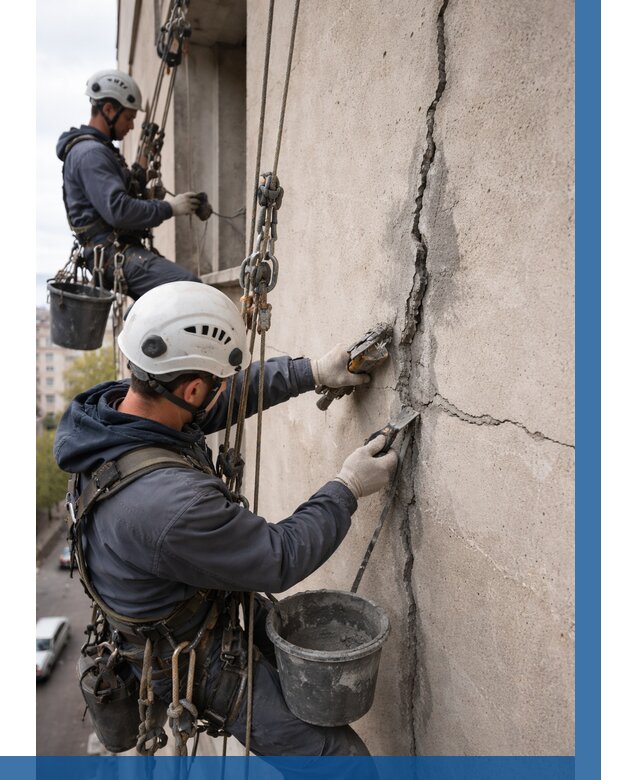 Заделка трещин на фасаде в Малоярославце от 931 р. | ВЫСОТНИК-Млр