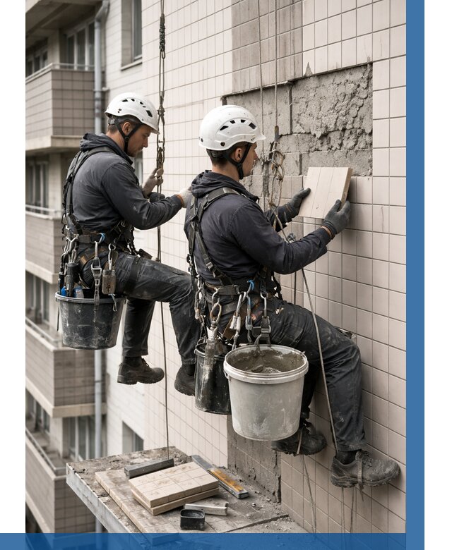 Ремонт облицовки фасада плиткой в Малоярославце от 1862 р. | ВЫСОТНИК-Млр