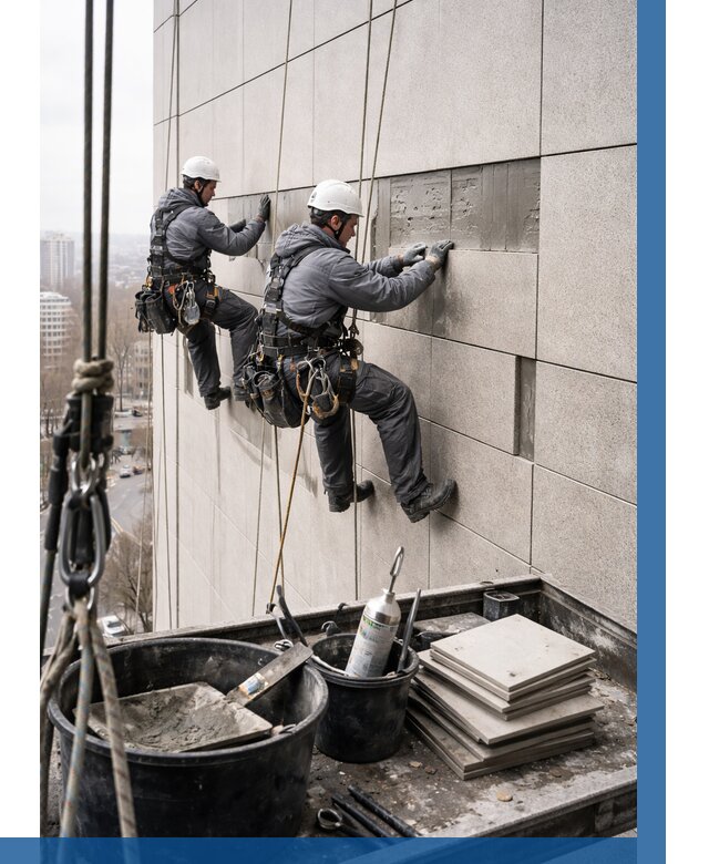 Ремонт фасада из керамогранита в Малоярославце от 2586 р. | ВЫСОТНИК-Млр