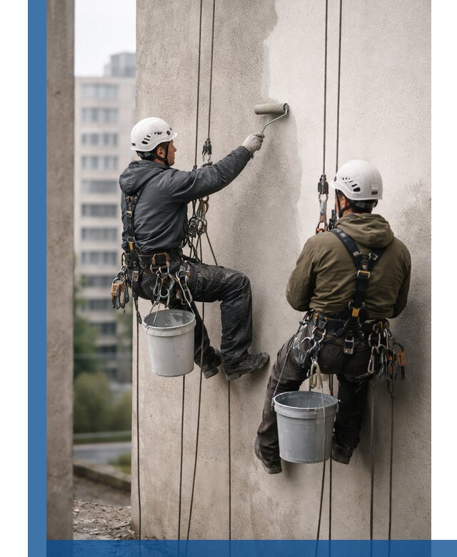 Покраска фасадов высотными альпинистами в Малоярославце с гарантией