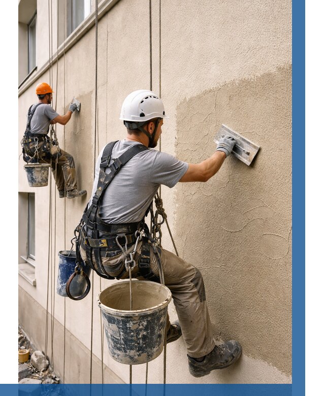 Декоративная штукатурка фасада в Малоярославце от 1241 р. | ВЫСОТНИК-Млр