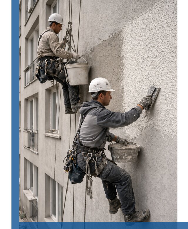 Нанесение декоративной штукатурки короед на фасад в Малоярославце