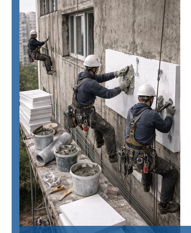 Утепление фасада пенополистиролом в Малоярославце под ключ