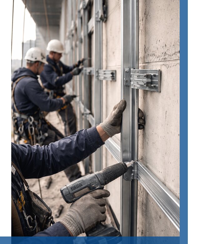 Монтаж подсистемы вентфасада в Малоярославце от 879 р. | ВЫСОТНИК-Млр