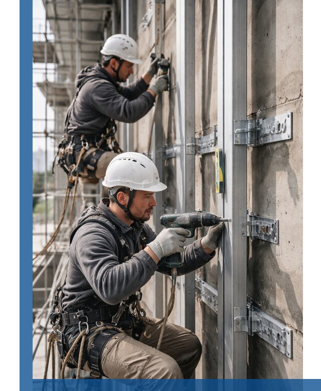 Монтаж и крепление подсистемы вентфасада в Малоярославце