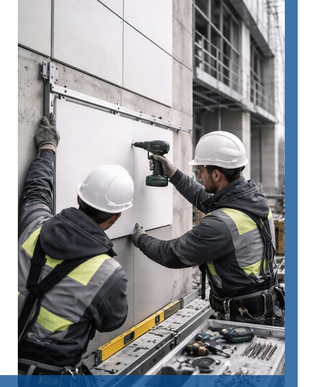 Монтаж композитных панелей фасада в Малоярославце от 2586 р. | ВЫСОТНИК-Млр