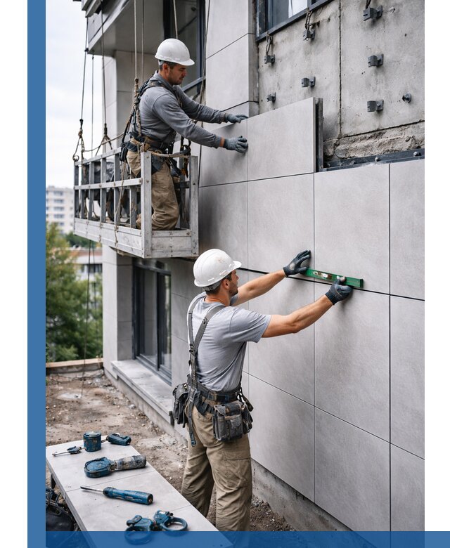 Монтаж керамогранита на фасад в Малоярославце под ключ с гарантией качества