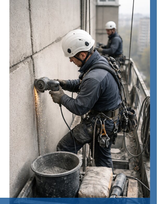 Штробление межпанельных швов в Малоярославце от 1241 р. | ВЫСОТНИК-Млр