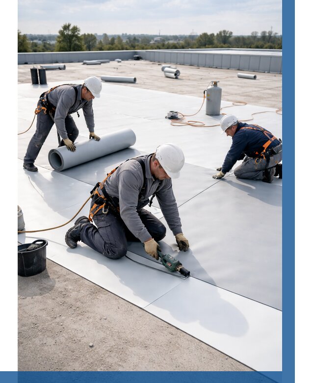 Монтаж мембранной кровли под ключ в Малоярославце от 1241 р. | ВЫСОТНИК-Млр