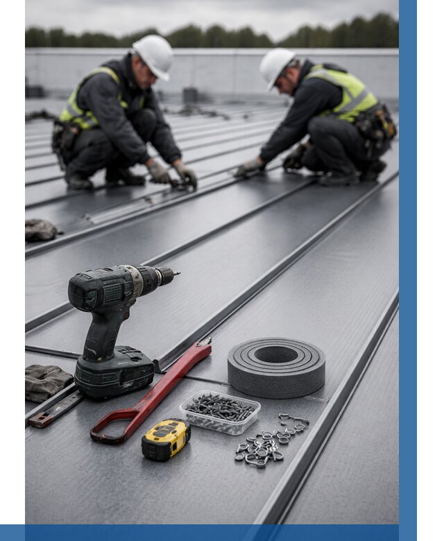 Монтаж фальцевой кровли в Малоярославце от 1862 р. | ВЫСОТНИК-Млр