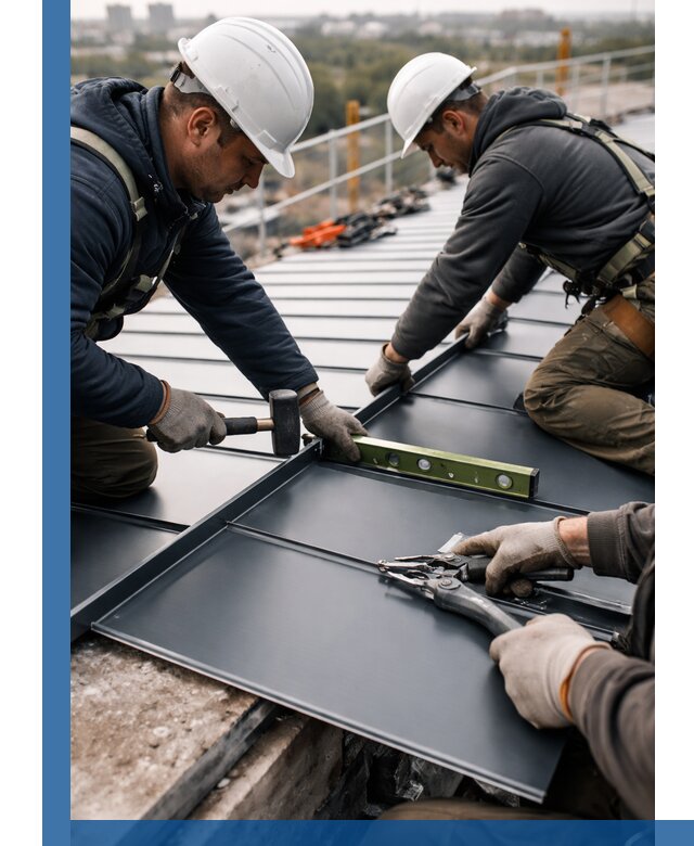 Монтаж фальцевой кровли в Малоярославце для промышленных зданий