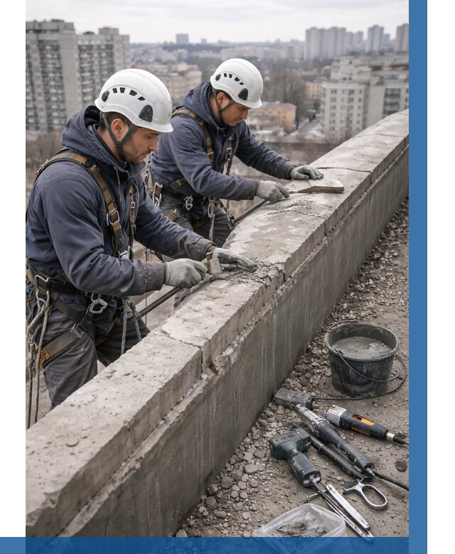 Ремонт парапета на кровле в Малоярославце от 1551 р. | ВЫСОТНИК-Млр