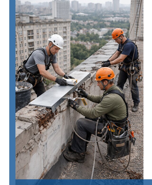 Ремонт парапета на кровле в Малоярославце, высотные работы с гарантией