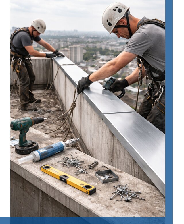 Монтаж парапетных крышек в Малоярославце от 827 р. | ВЫСОТНИК-Млр