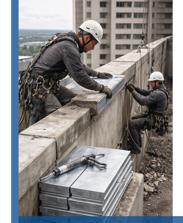 Замена парапетных крышек и установка новых в Малоярославце