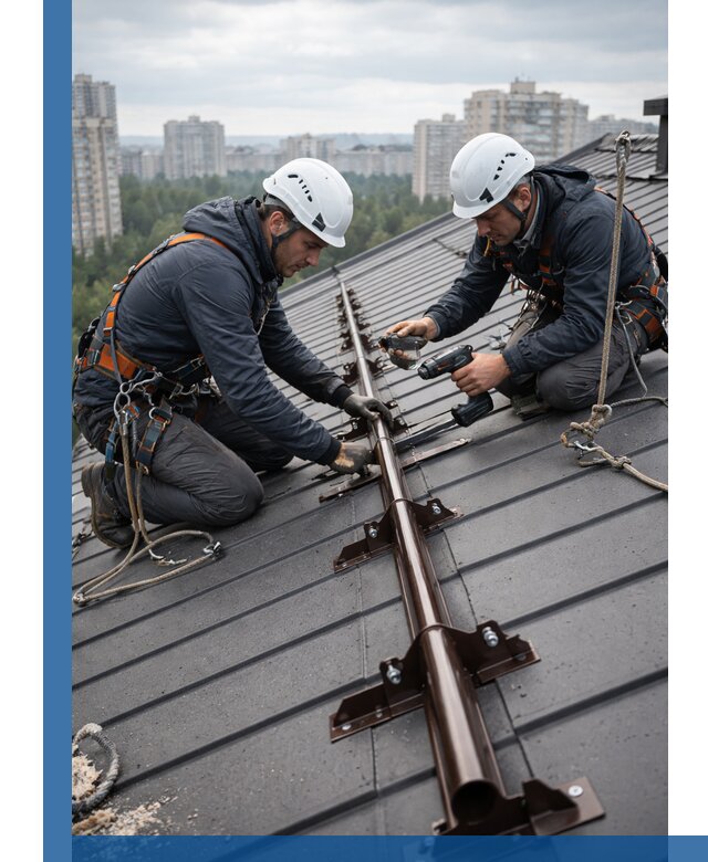 Монтаж снегозадержателей на кровле зданий в Малоярославце под ключ