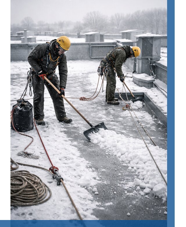 Очистка крыши от снега в Малоярославце от 7757 р. | ВЫСОТНИК-Млр