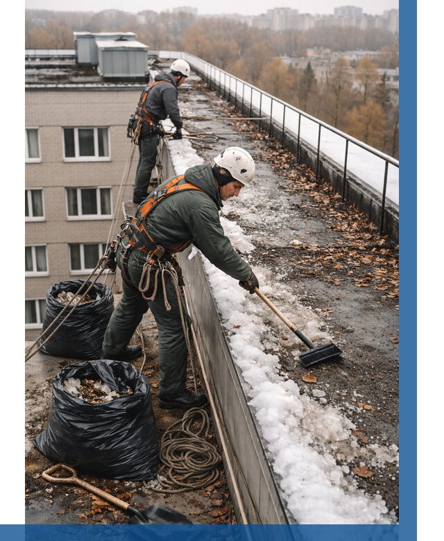 Очистка кровли по периметру в Малоярославце от 569 р. | ВЫСОТНИК-Млр