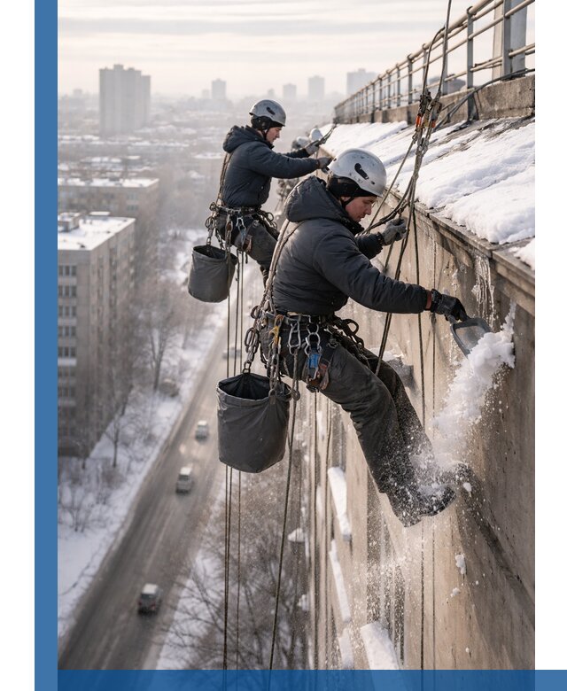 Очистка карнизов от снега в Малоярославце профессионально и безопасно