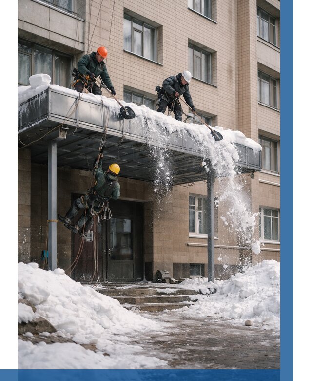 Очистка козырьков от снега в Малоярославце от 3620 р. | ВЫСОТНИК-Млр