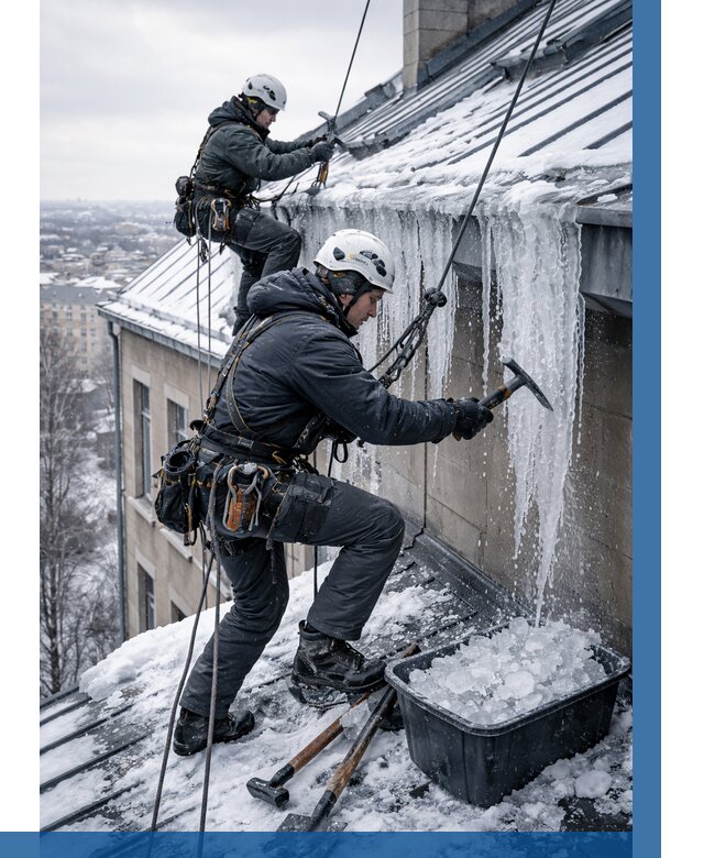 Удаление наледи с кровли в Малоярославце от 5688 р. | ВЫСОТНИК-Млр