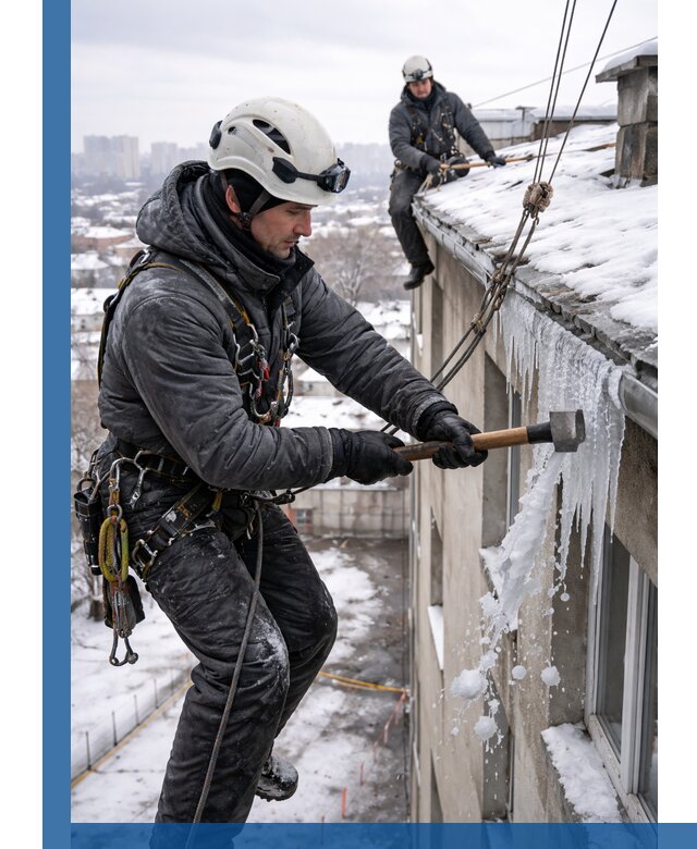 Сбивание и удаление сосулек с крыши в Малоярославце безопасно