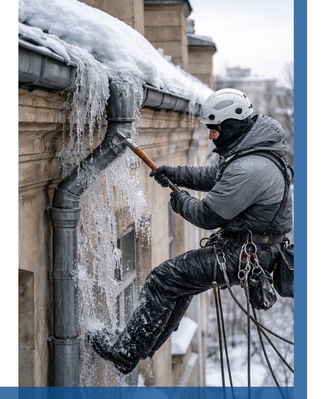 Очистка водостоков от льда в Малоярославце от 3620 р. | ВЫСОТНИК-Млр