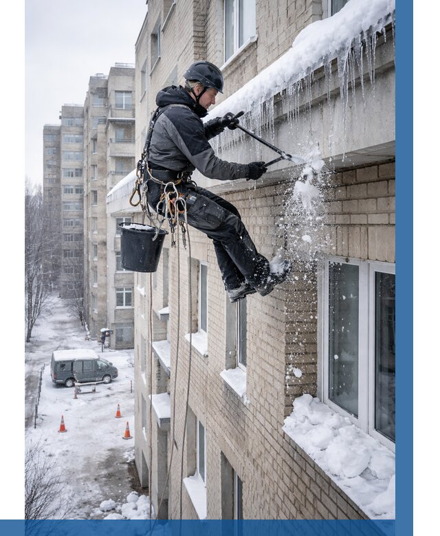 Удаление наледи с карнизов в Малоярославце от 362 р. | ВЫСОТНИК-Млр