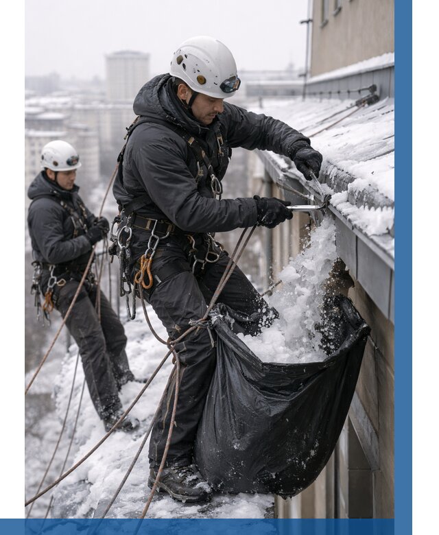 Аварийная очистка крыши в Малоярославце под ключ от 310 р. | ВЫСОТНИК-Млр