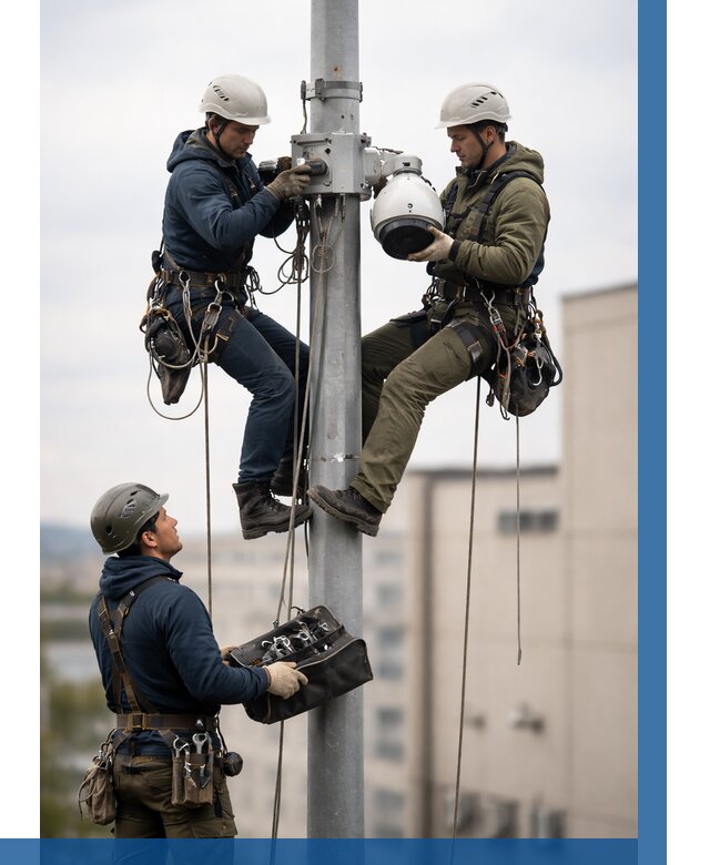 Установка видеокамер на мачте в Малоярославце от 8791 р. | ВЫСОТНИК-Млр