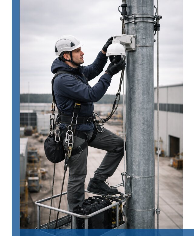 Профессиональная установка видеокамер на мачте в Малоярославце