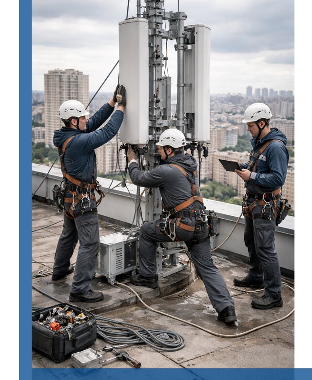 Монтаж антенн связи на крыше в Малоярославце с вводом в эксплуатацию