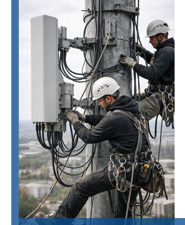 Монтаж оборудования связи на мачте в Малоярославце с пусконаладкой