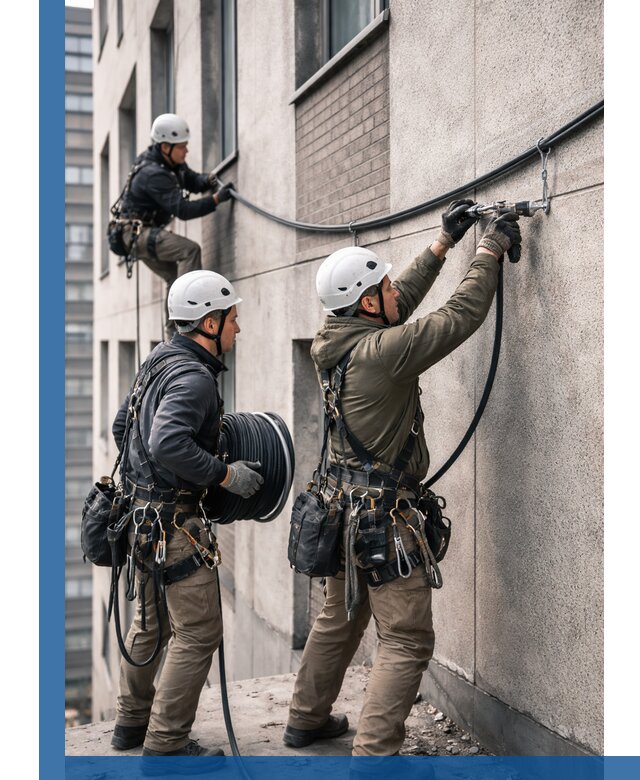 Прокладка кабеля по фасаду в Малоярославце, профессиональный монтаж