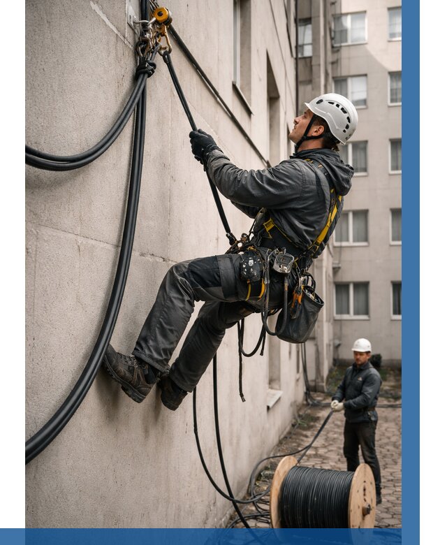 Протяжка кабеля питания на высоте в Малоярославце от 465 р. | ВЫСОТНИК-Млр