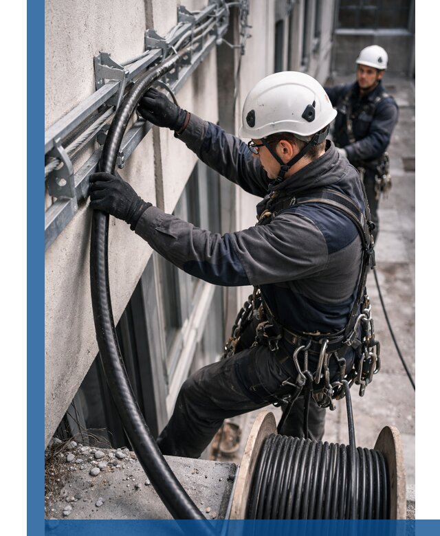 Протяжка кабеля питания на высоте в Малоярославце с гарантией безопасности и качества