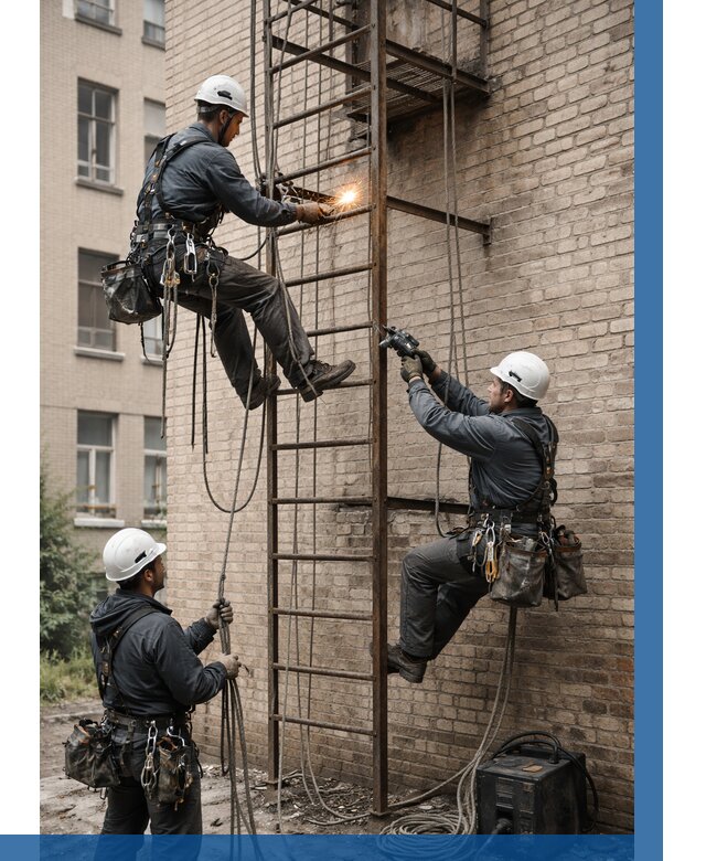 Ремонт пожарной лестницы в Малоярославце от 7757 р. | ВЫСОТНИК-Млр