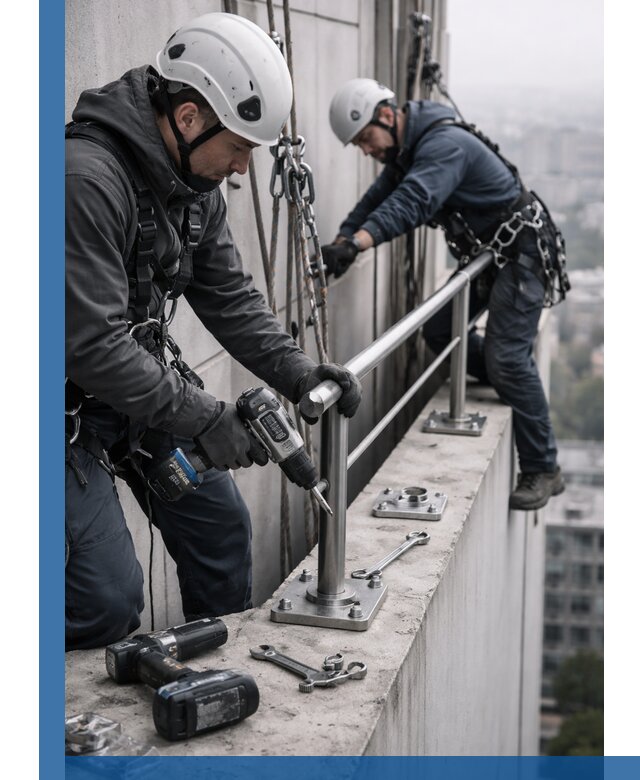 Монтаж перил на высоте в Малоярославце для жилых и промобъектов