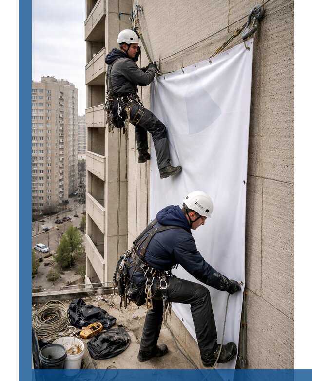 Профессиональный монтаж баннеров на фасаде в Малоярославце