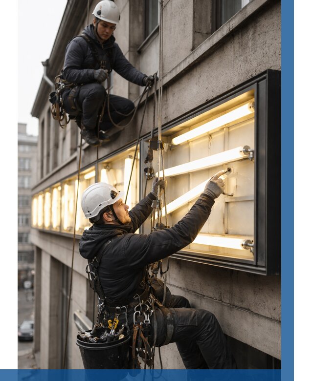 Замена ламп в вывеске в Малоярославце под ключ от 3620 р. | ВЫСОТНИК-Млр