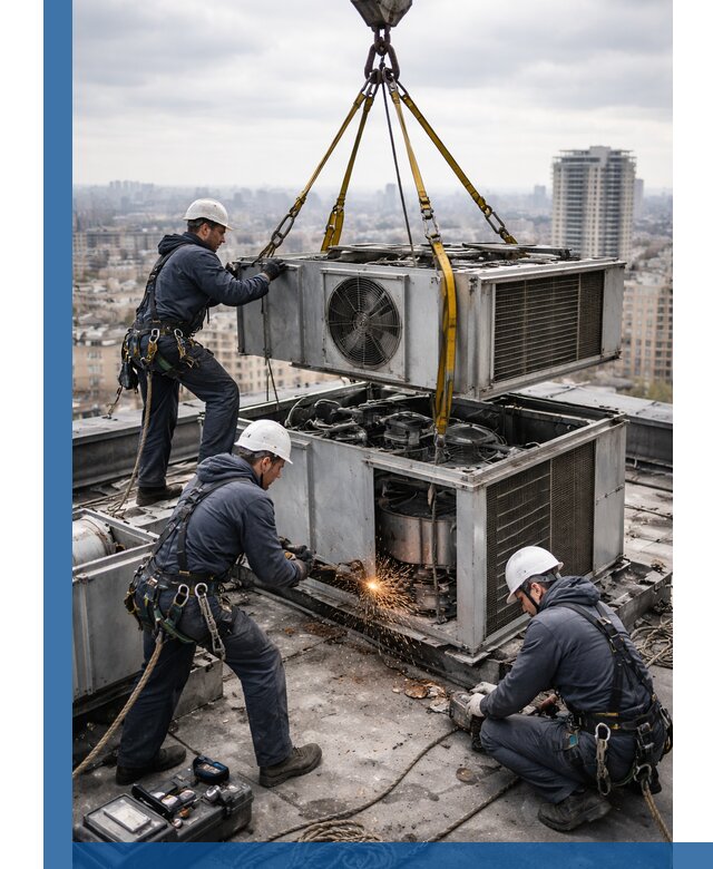 Демонтаж крышной установки в Малоярославце любой сложности