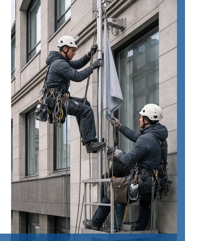 Установка флагов на фасаде в Малоярославце от 4654 р. | ВЫСОТНИК-Млр