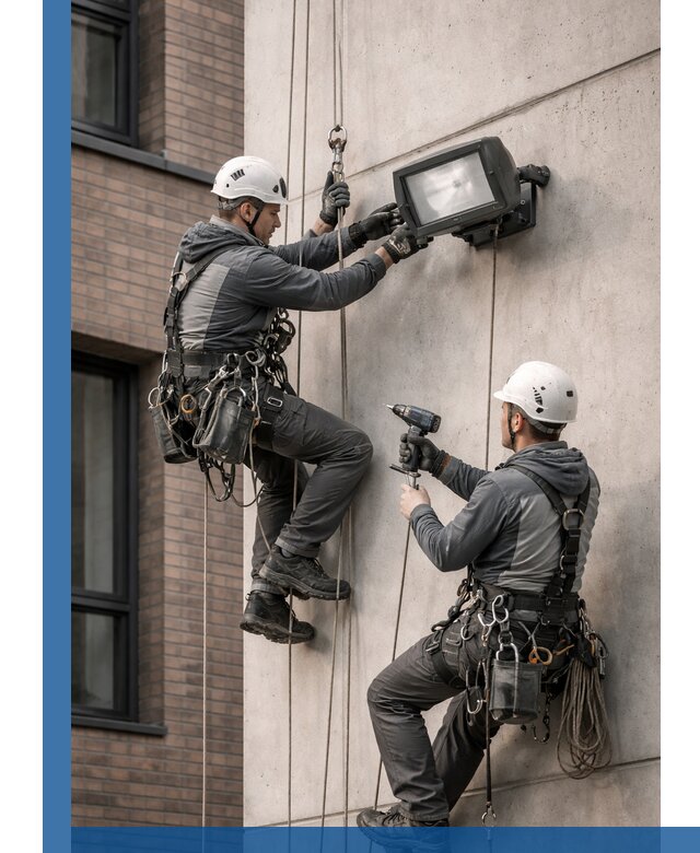 Профессиональный монтаж фасадных прожекторов в Малоярославце под ключ