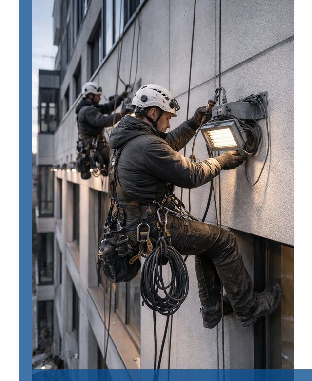 Монтаж фасадного освещения в Малоярославце установка и подключение