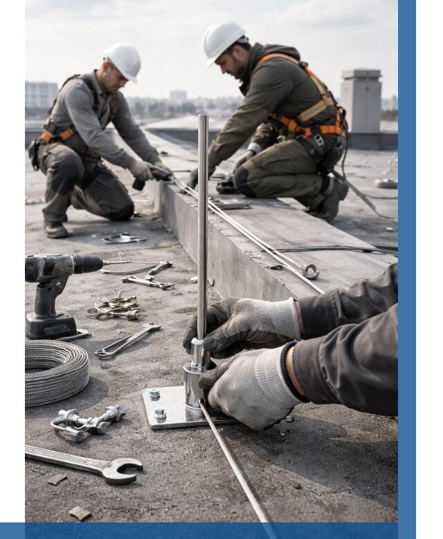 Монтаж молниезащиты на кровле в Малоярославце цена от 25855 р. | ВЫСОТНИК-Млр